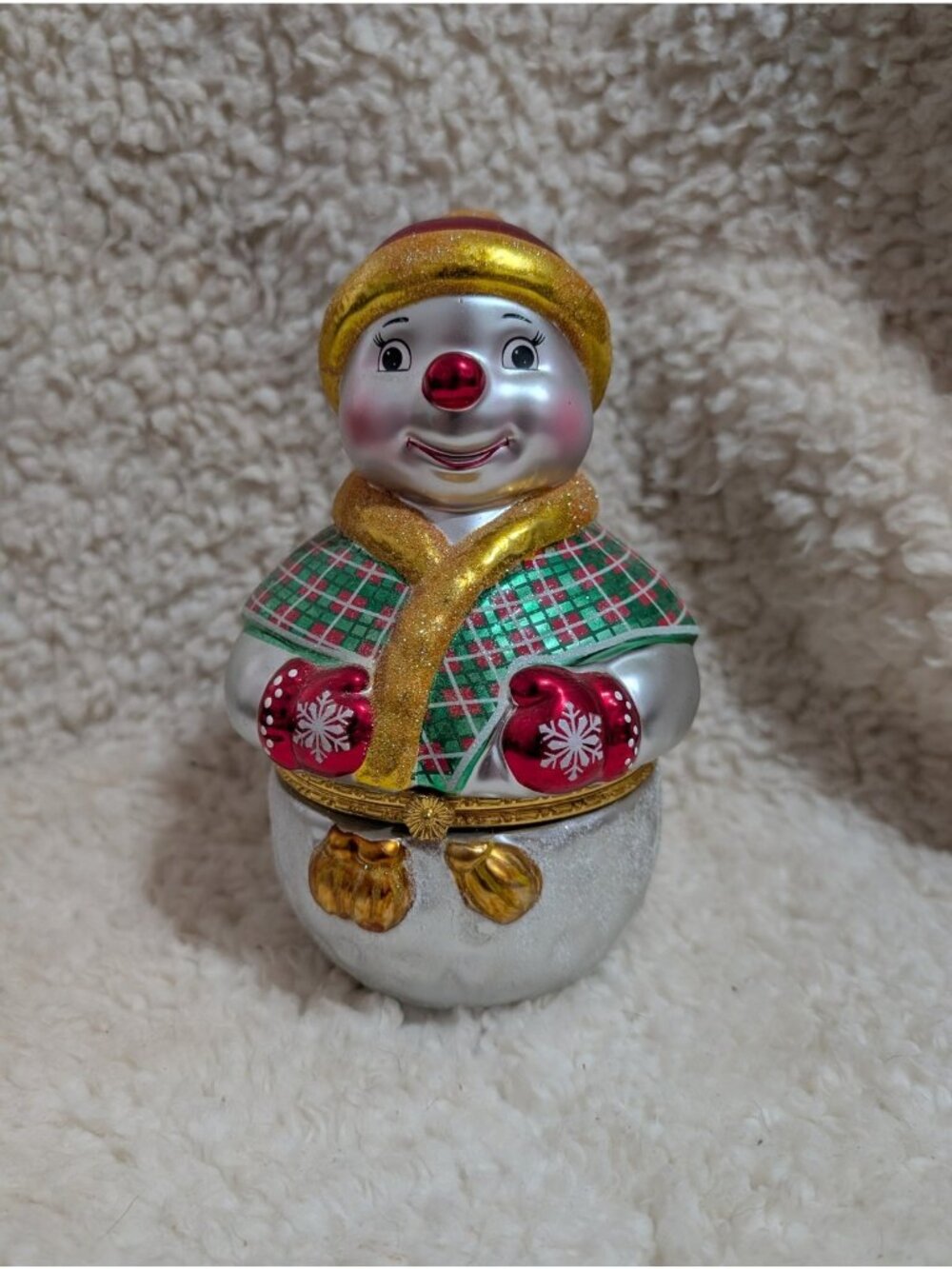 Christopher Radko Galerie Snowman Hinged Trinket Box Christmas Ornament 2005